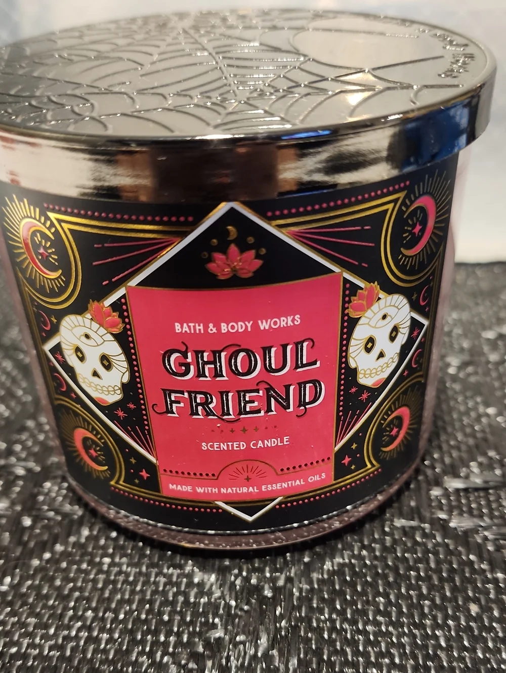 Bath & Body Works Ghoul Friend Scented Candle — Black & Pink & Gold